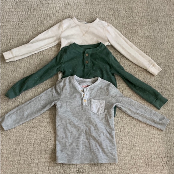 Bundle of three boys Long Sleeve thermal Shirt Set - Cream, Green, and Gray - Picture 1 of 10